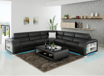 Ledersofa Couch Wohnlandschaft Dekor Modern Eck Ecksofa Design Garnitur